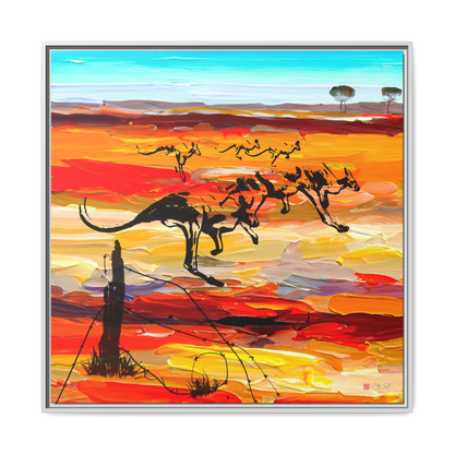 Mob - Australian Outback Kangaroo Art - 36x36" Framed Canvas
