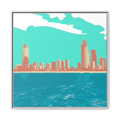 Surfers Paradise Skyline - Gold Coast - 36x36" Framed Canvas