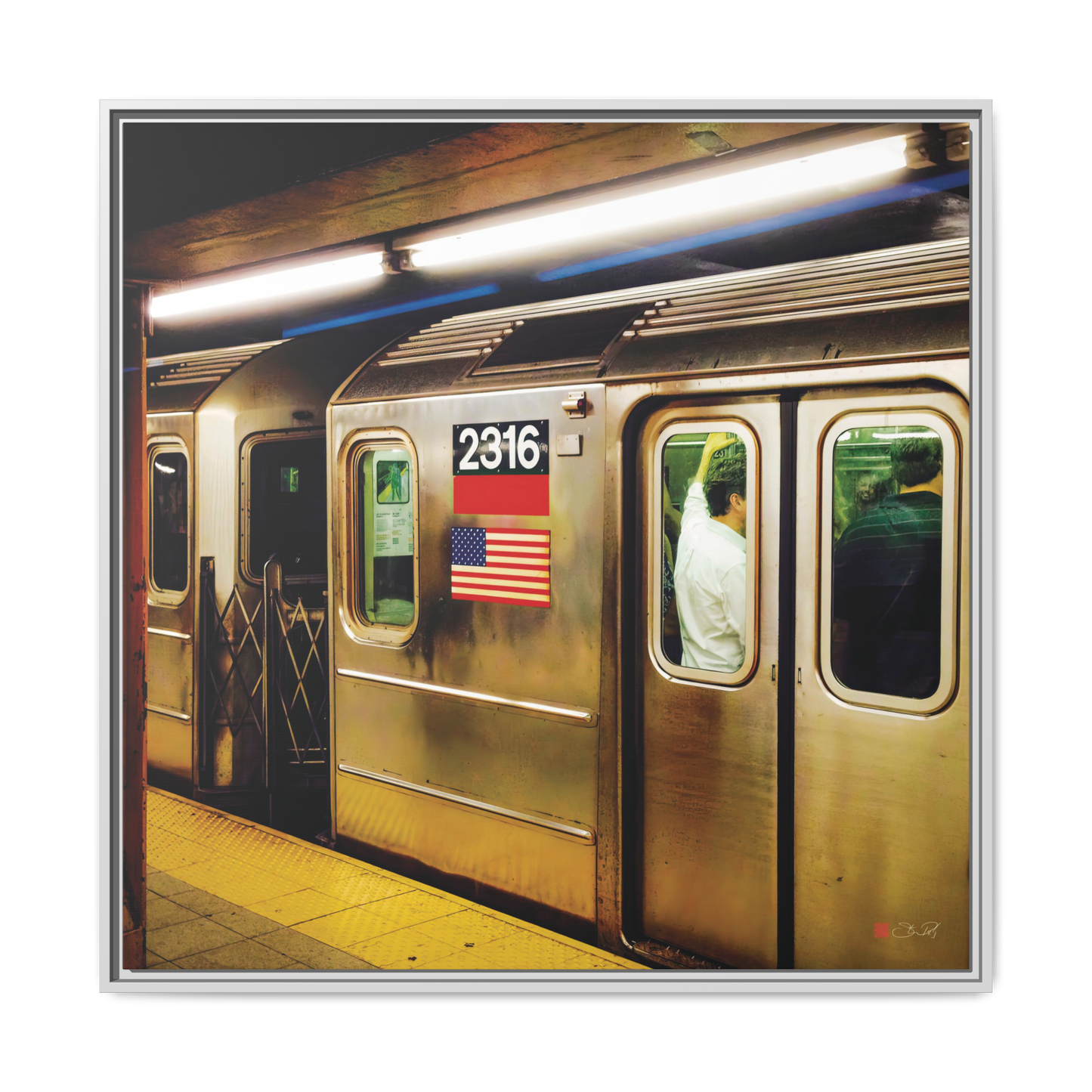 Retro Subway Train 2316 Colour - 36x36" Framed Canvas