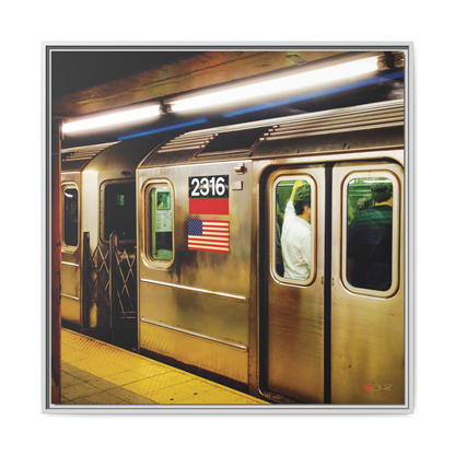 Retro Subway Train 2316 Colour - 36x36" Framed Canvas
