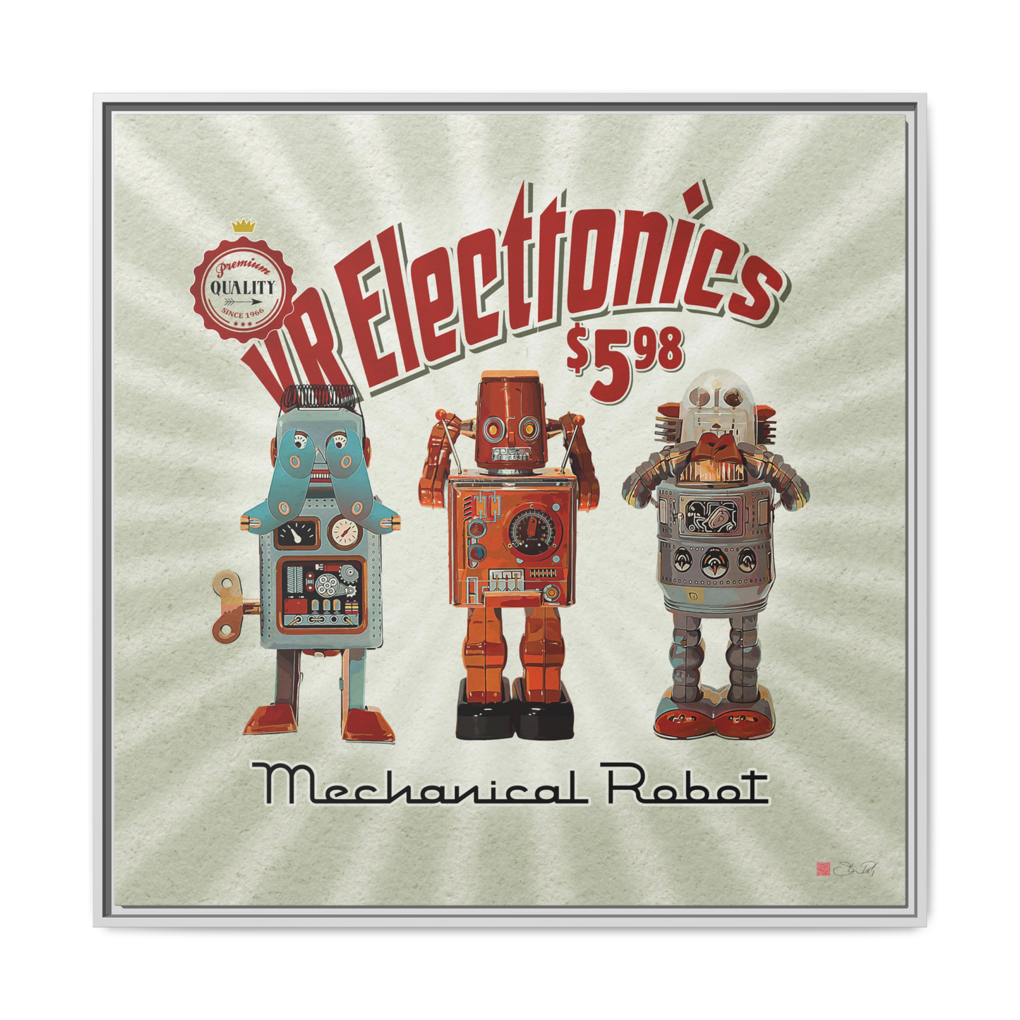 3 Wise Robots - 36x36" Framed Canvas