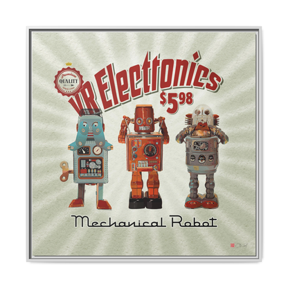 3 Wise Robots - 36x36" Framed Canvas