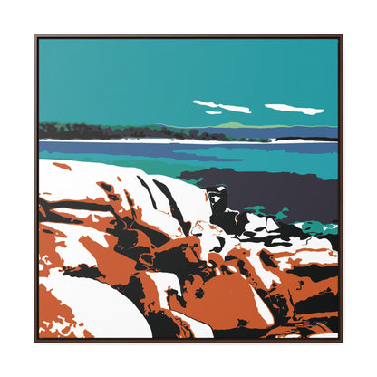 36x36" Framed Canvas Print: "Bay of Fires"