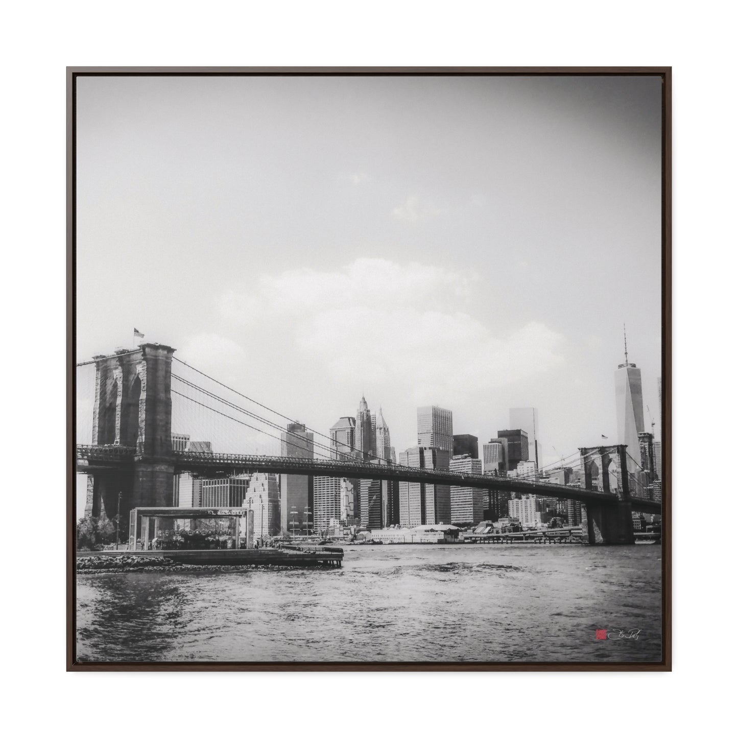 36x36" Framed Canvas Print: "Long Island, Brooklyn, BW"