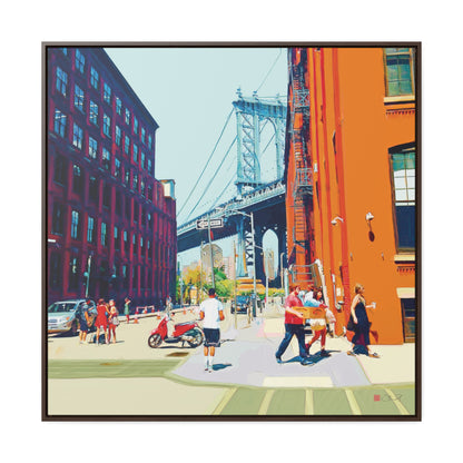 36x36" Framed Canvas Print: "Summer in Dumbo"