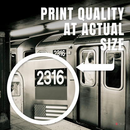 36x36" Framed Canvas Print: "Retro Subway Train 2316 BW"