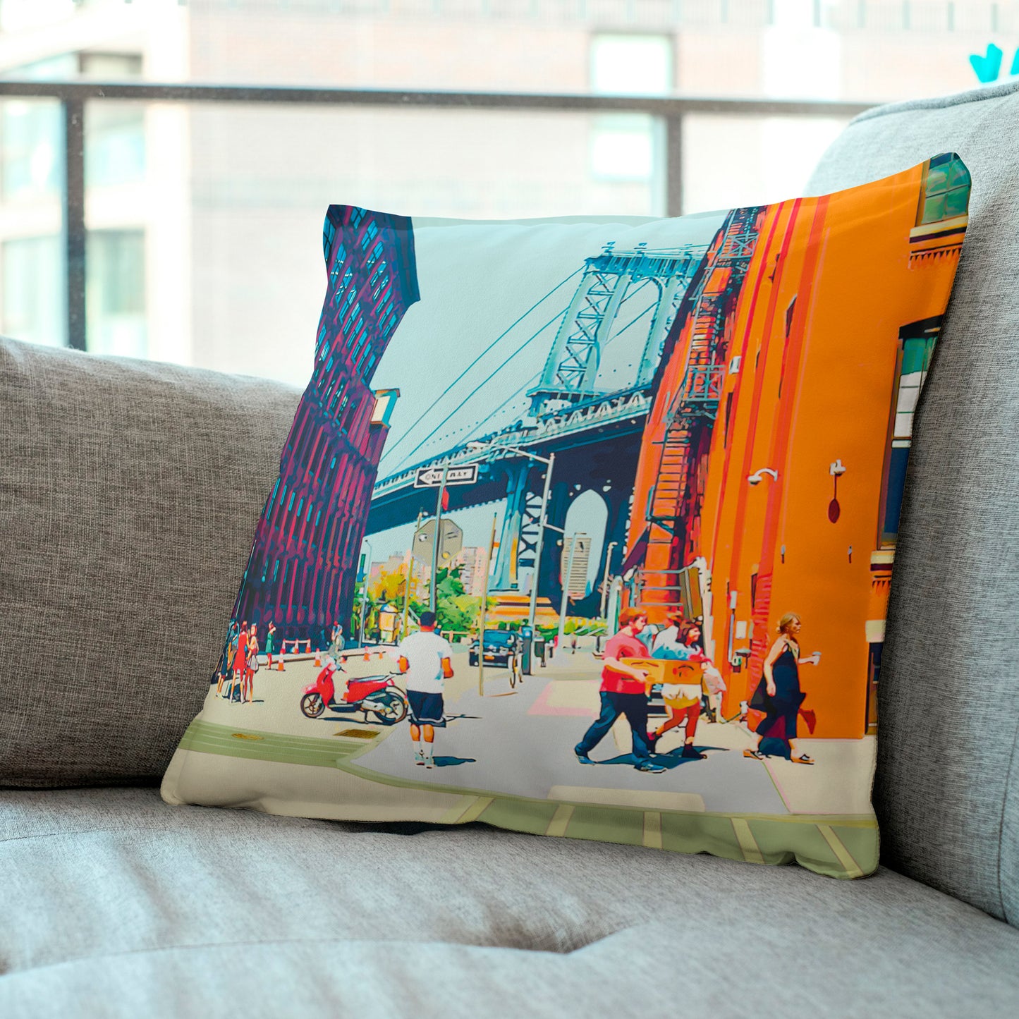 Summer in Dumbo Spun Polyester Square Pillow