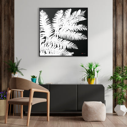 32x32" Framed Canvas: "Tree Fern"