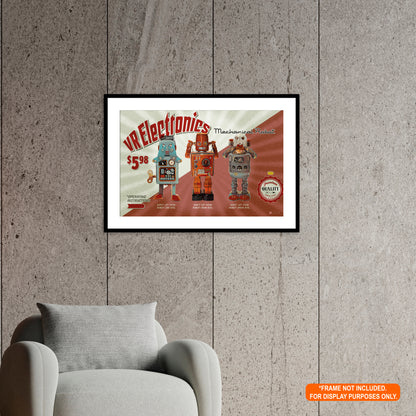 3 Wise Robots - Vintage Robot Art Rolled Poster