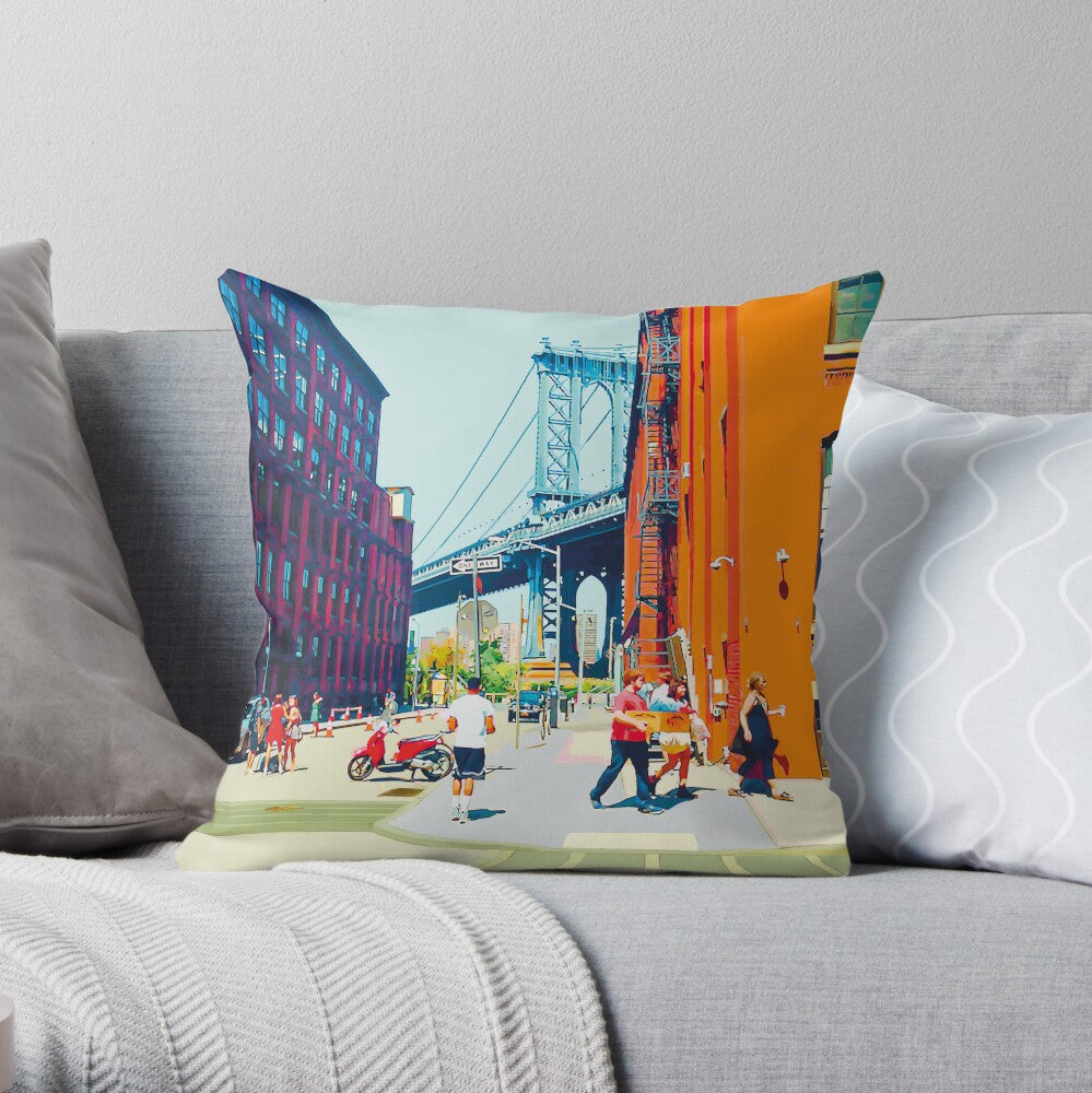 Summer in Dumbo Spun Polyester Square Pillow