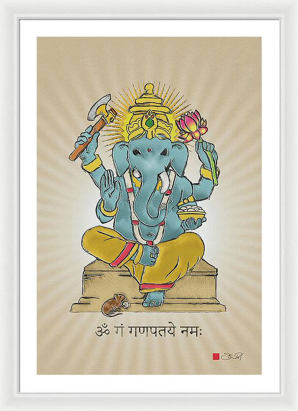 Divine Blessings Ganesha Deity - Framed Print