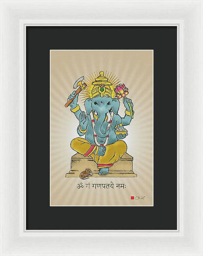 Divine Blessings Ganesha Deity - Framed Print