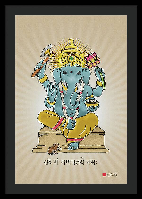 Divine Blessings Ganesha Deity - Framed Print