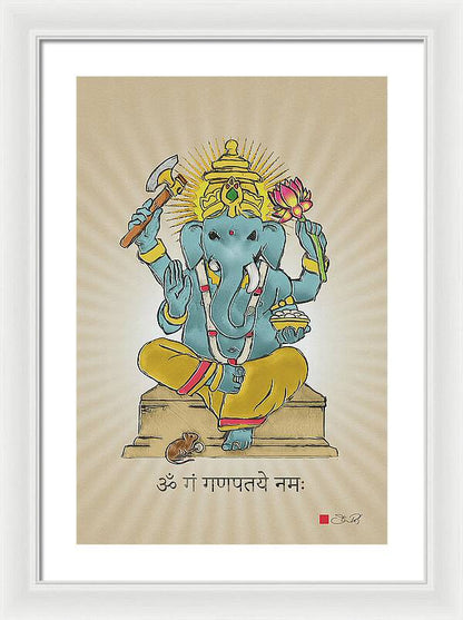 Divine Blessings Ganesha Deity - Framed Print