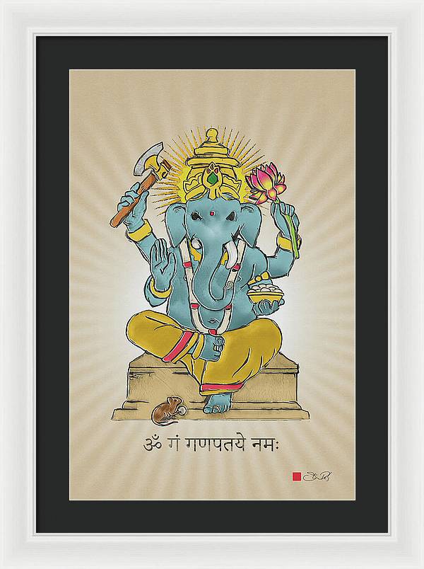 Divine Blessings Ganesha Deity - Framed Print