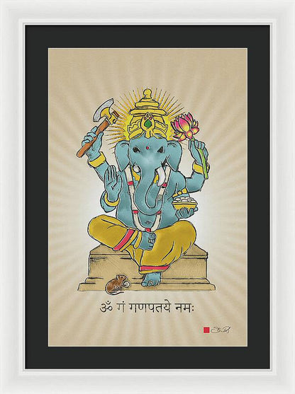 Divine Blessings Ganesha Deity - Framed Print