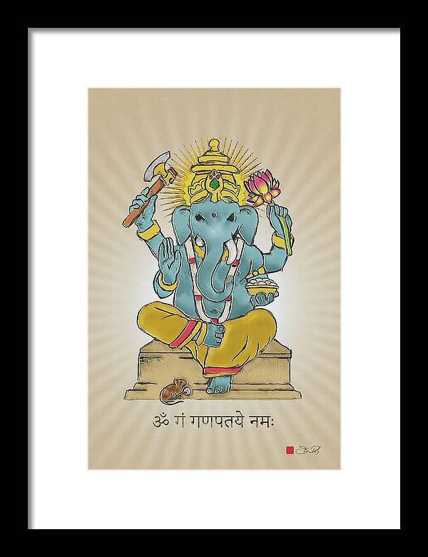 Divine Blessings Ganesha Deity - Framed Print