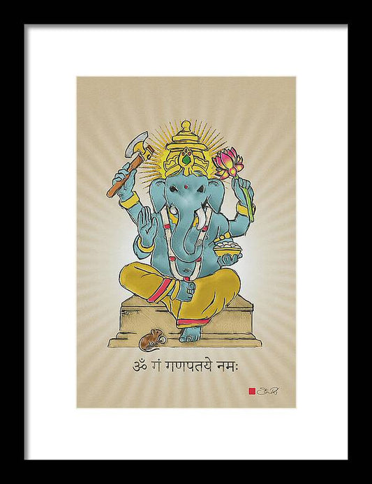 Divine Blessings Ganesha Deity - Framed Print