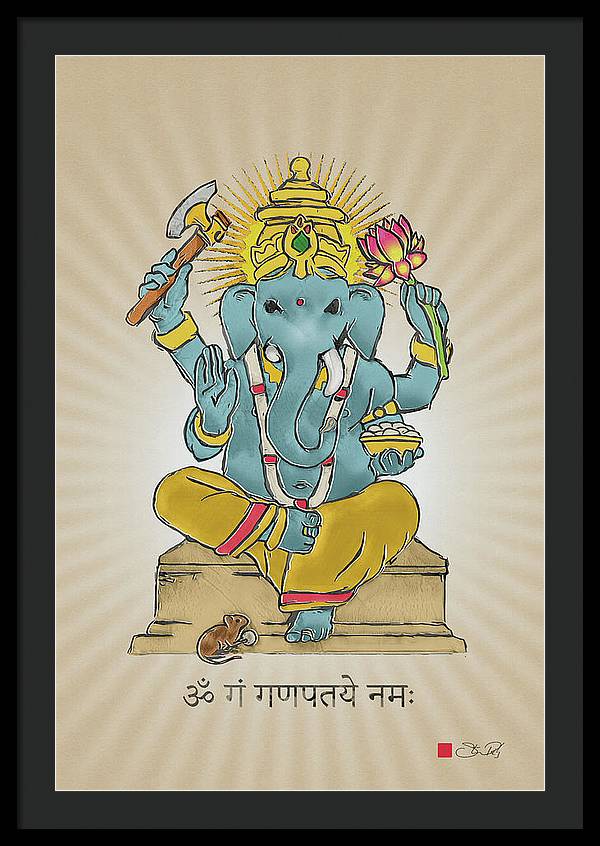 Divine Blessings Ganesha Deity - Framed Print