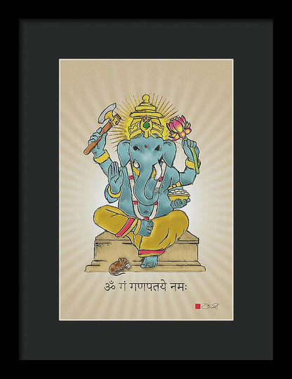 Divine Blessings Ganesha Deity - Framed Print