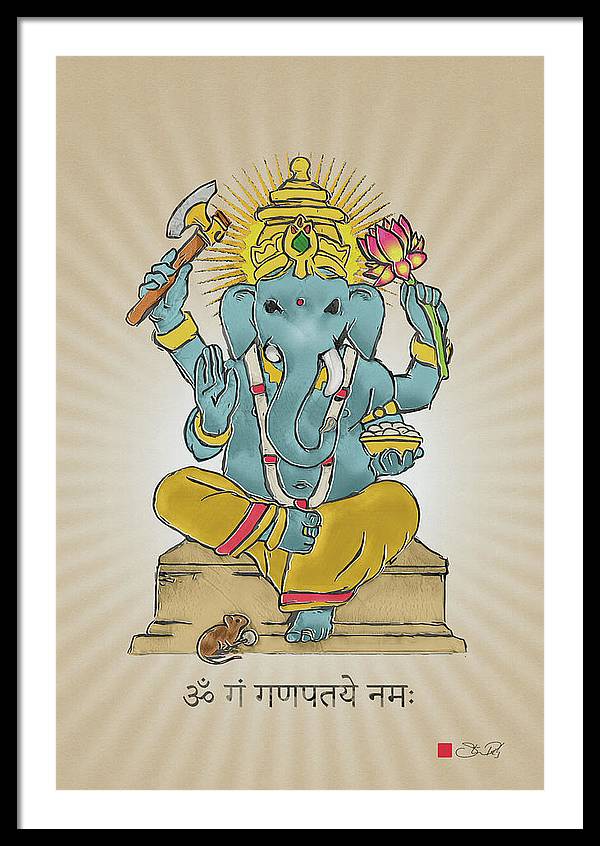 Divine Blessings Ganesha Deity - Framed Print