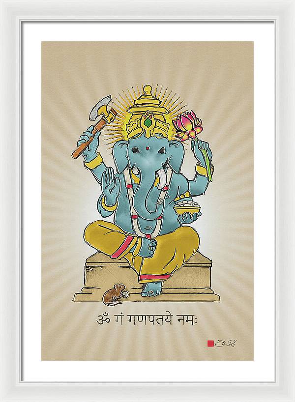 Divine Blessings Ganesha Deity - Framed Print