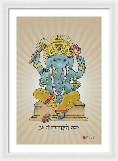 Divine Blessings Ganesha Deity - Framed Print