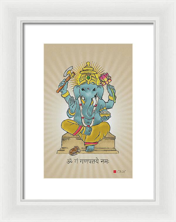 Divine Blessings Ganesha Deity - Framed Print