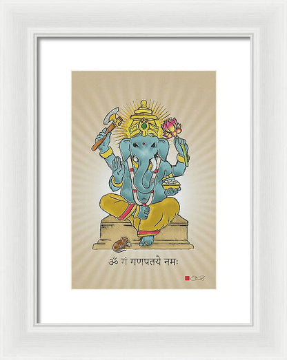 Divine Blessings Ganesha Deity - Framed Print