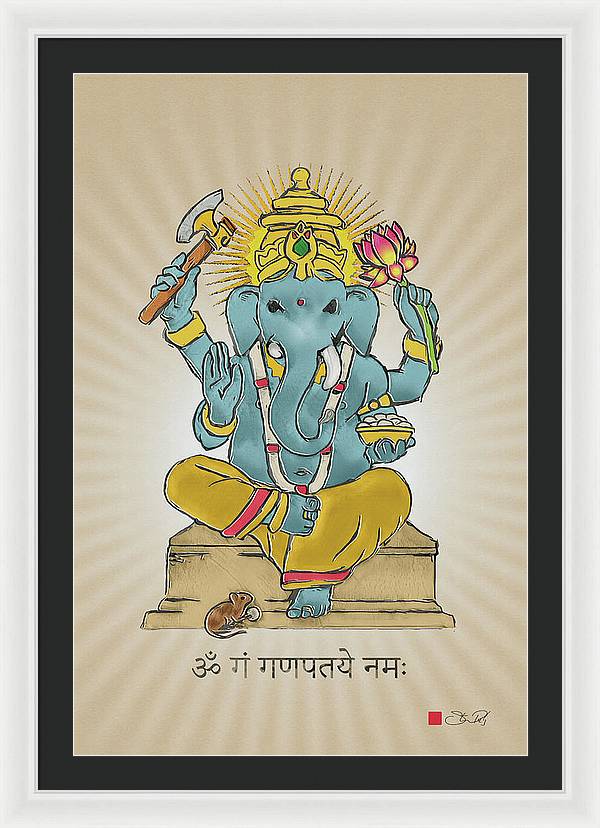 Divine Blessings Ganesha Deity - Framed Print