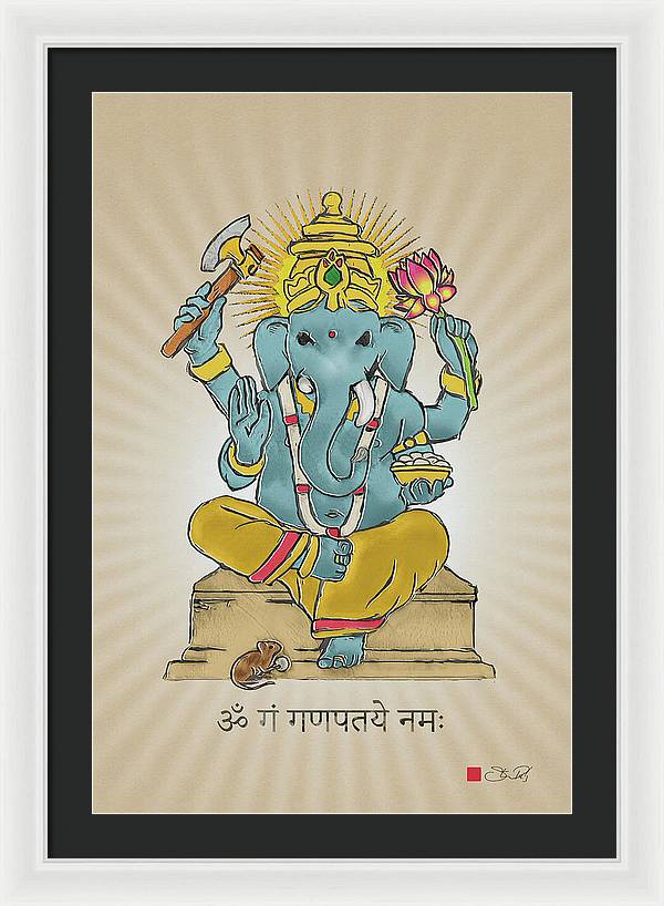 Divine Blessings Ganesha Deity - Framed Print