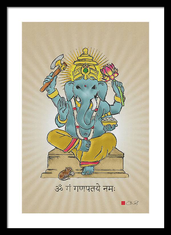 Divine Blessings Ganesha Deity - Framed Print