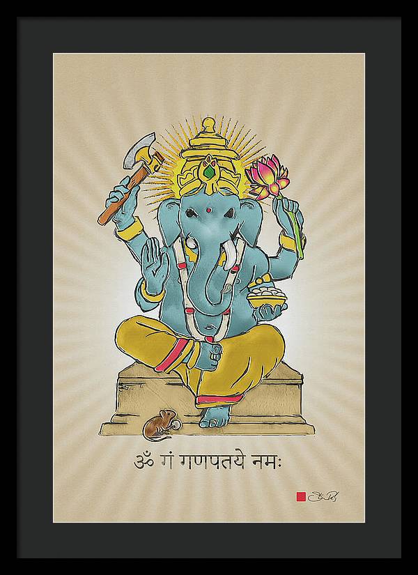 Divine Blessings Ganesha Deity - Framed Print