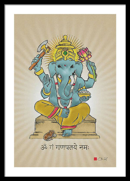 Divine Blessings Ganesha Deity - Framed Print