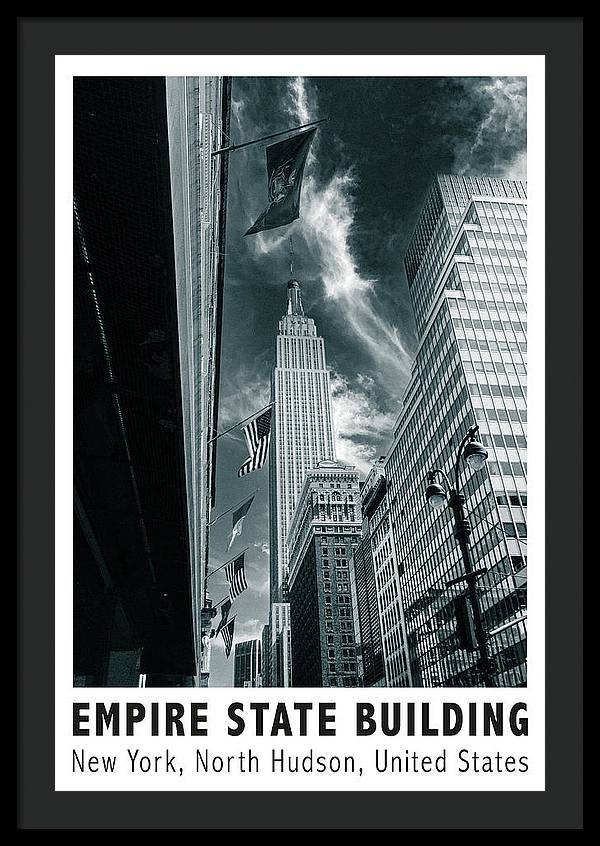 Empire State Building New York Black and White - Framed Print