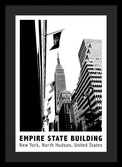 Empire State Building New York Line Art - Framed Print