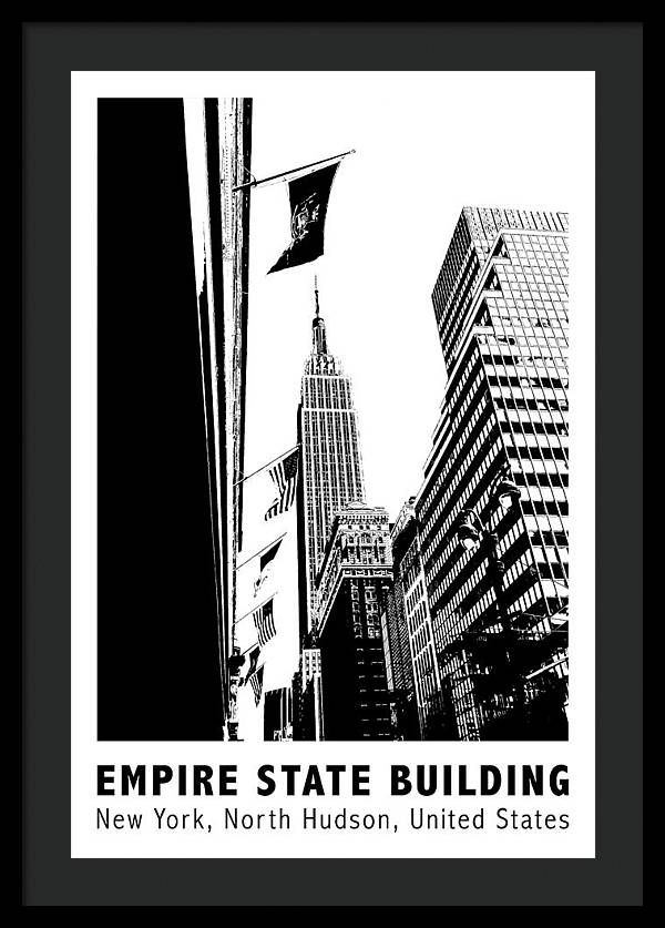 Empire State Building New York Line Art - Framed Print