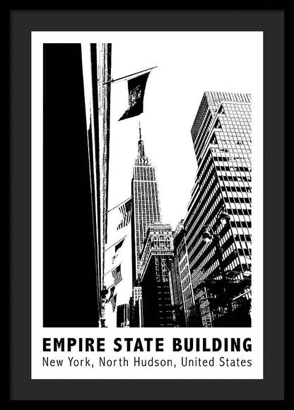 Empire State Building New York Line Art - Framed Print