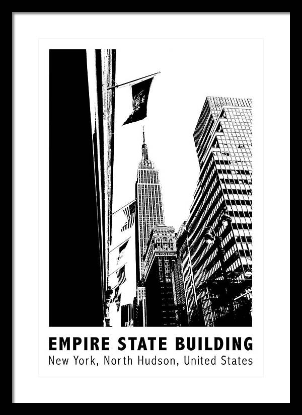 Empire State Building New York Line Art - Framed Print