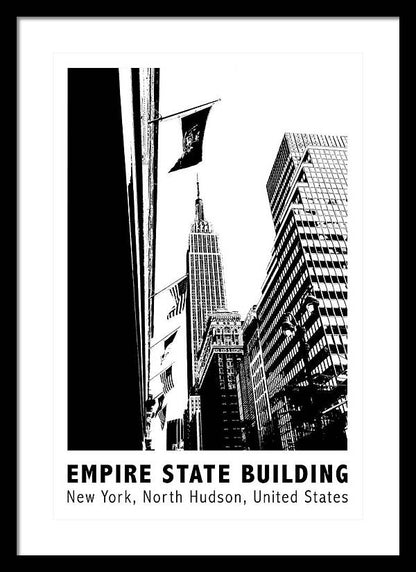 Empire State Building New York Line Art - Framed Print