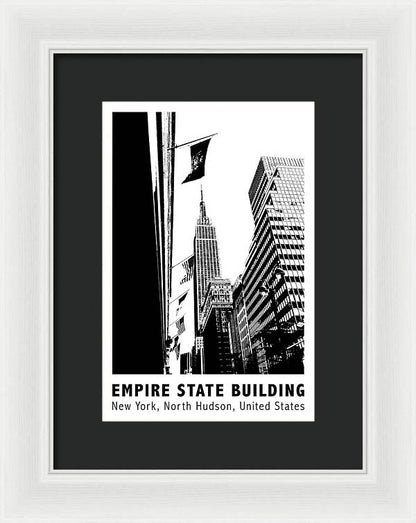 Empire State Building New York Line Art - Framed Print