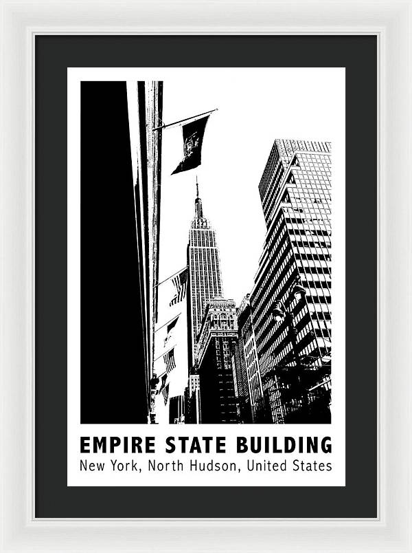 Empire State Building New York Line Art - Framed Print