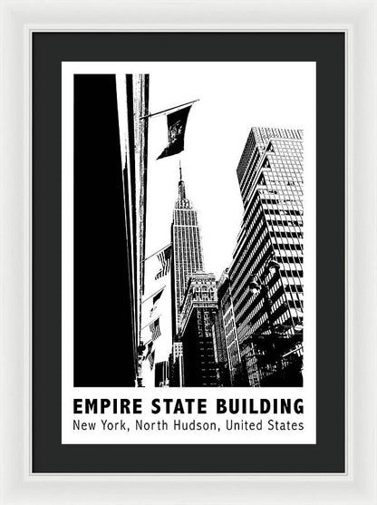 Empire State Building New York Line Art - Framed Print