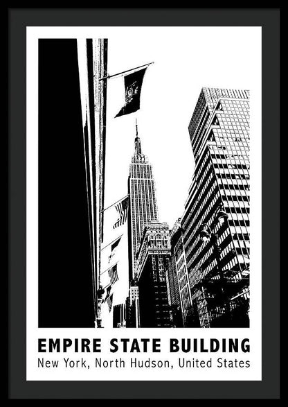 Empire State Building New York Line Art - Framed Print