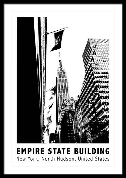 Empire State Building New York Line Art - Framed Print