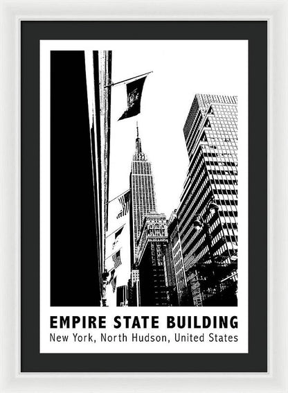 Empire State Building New York Line Art - Framed Print