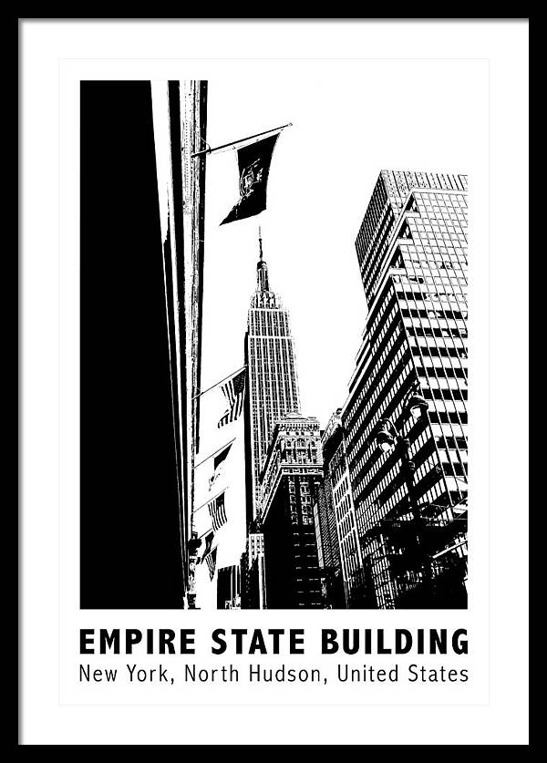 Empire State Building New York Line Art - Framed Print