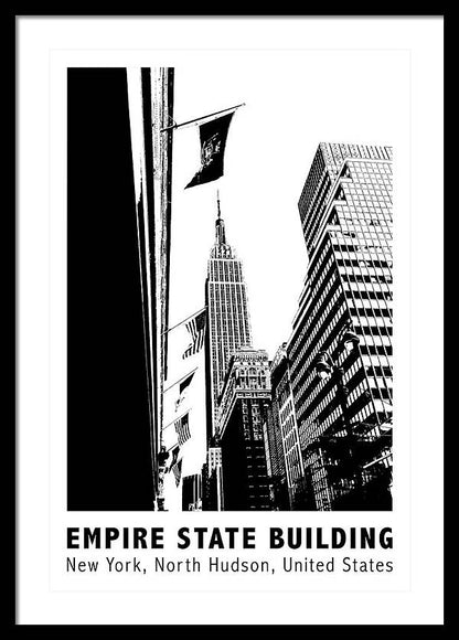 Empire State Building New York Line Art - Framed Print