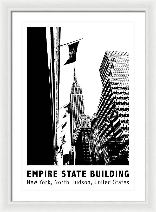 Empire State Building New York Line Art - Framed Print