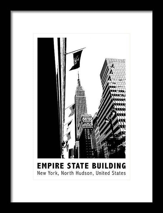 Empire State Building New York Line Art - Framed Print